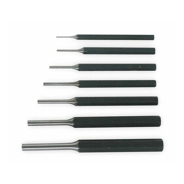 Westward Pin Punch Set,1/16 To 5/16 In,7 Pc 2AJA8