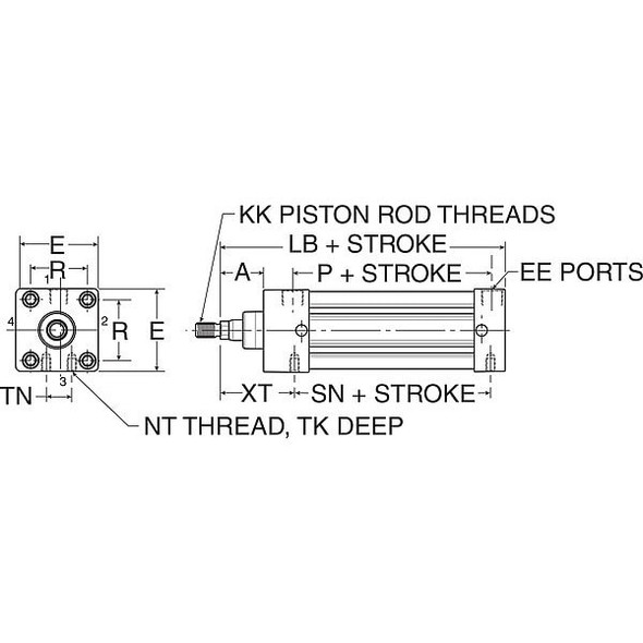Speedaire Air Cylinder, 1 1/2 in Bore, 12 in Stroke, NFPA Double Acting, Aluminum . 5VKZ2