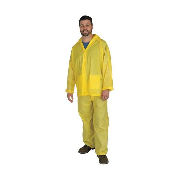 3-Piece Rainsuit with Detachable Hood, PVC, 4 mil Thick, Snap-On (Included), Yellow, 3XL