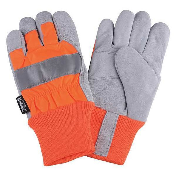 Condor Leather Palm Gloves,Hi-Vis Orange,S,PR 4NHF4