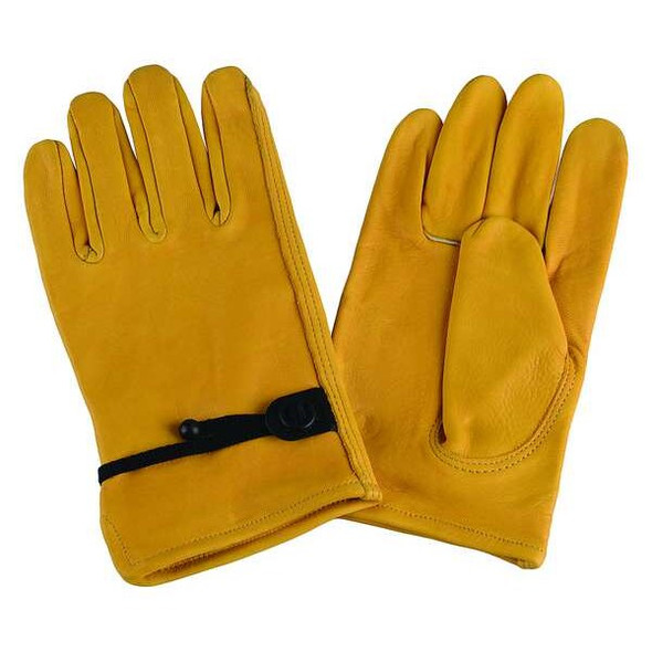 Leather Drivers Gloves, Cowhide, Cinch, Keystone Thumb, Gunn Cut, Yellow, L 1 PR
