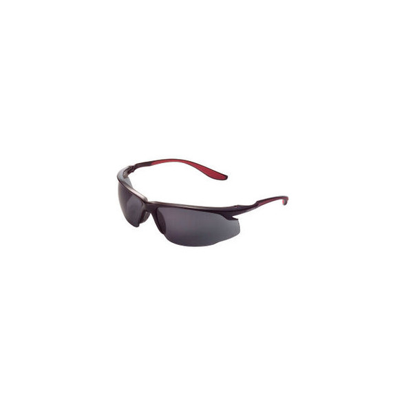 Global Industrial Sport Half Frame Safety Glasses Anti-Fog Smoke Lens Red Frame