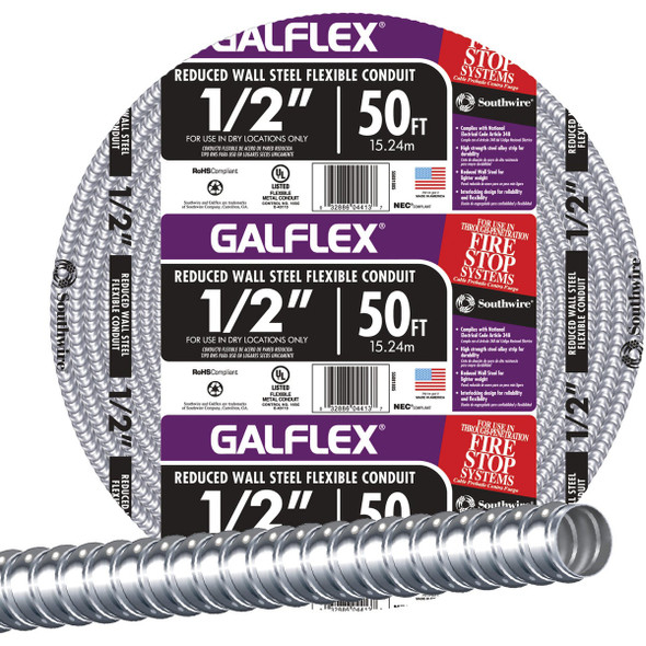 Southwire 1/2 In. x 50 Ft. RWS Flexible Flexible Metal Conduit 55081805