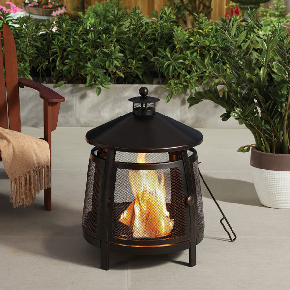 Wood Burning Round Standing 30 In. H. Wood Burning Fire Pit