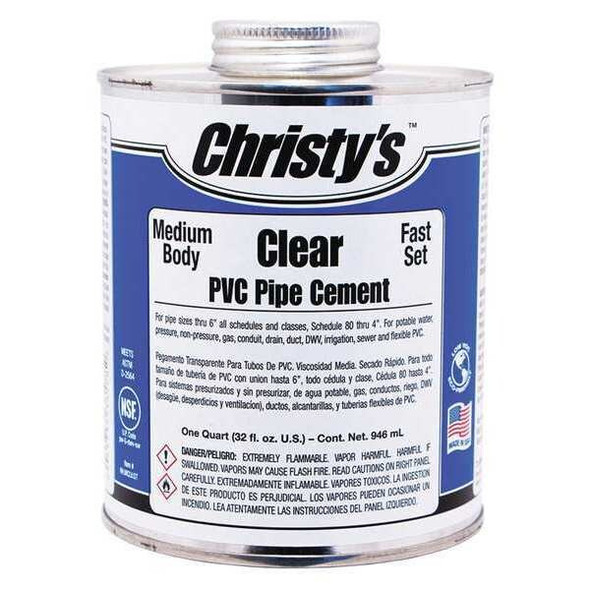 Christys Pipe Cement,Clear,32 oz. RH-MCLV-QT-12