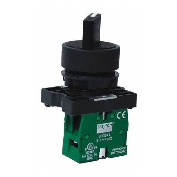 Dayton Non-Illum Selectr Swtch,22mm,2 Pos,Knob 30G264