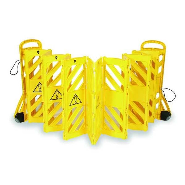 Manufacturer Varies Portable Barricade, Polypropylene, 35 lb, Yellow 2LEB5