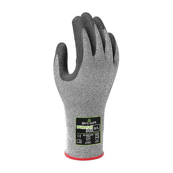 Cut Resistant Coated Gloves, Cut Level A3 ,Dipped ,Latex ,Rough ,M 1 PR
