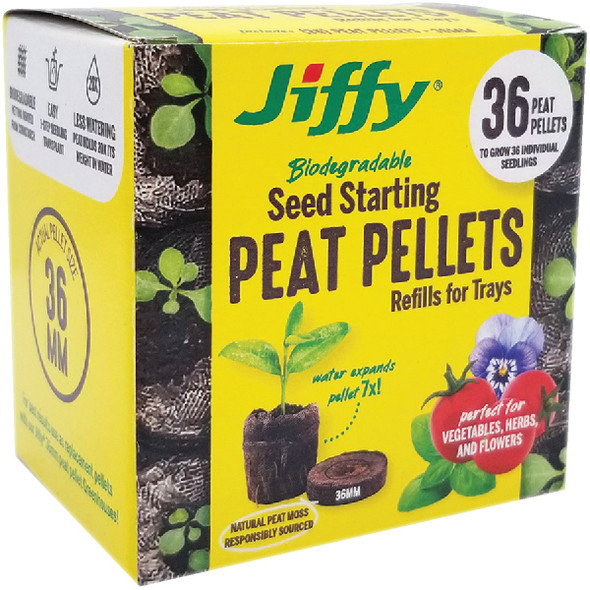 Jiffy Biodegradable Seed Starting Peat Pellets Refill Pack (36-Pack) J3R36G