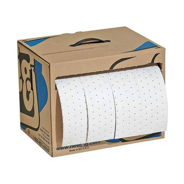 Pig Sorbent Roll, 8 gal, 15 in x 60 ft, Oil, White, Polypropylene MAT442