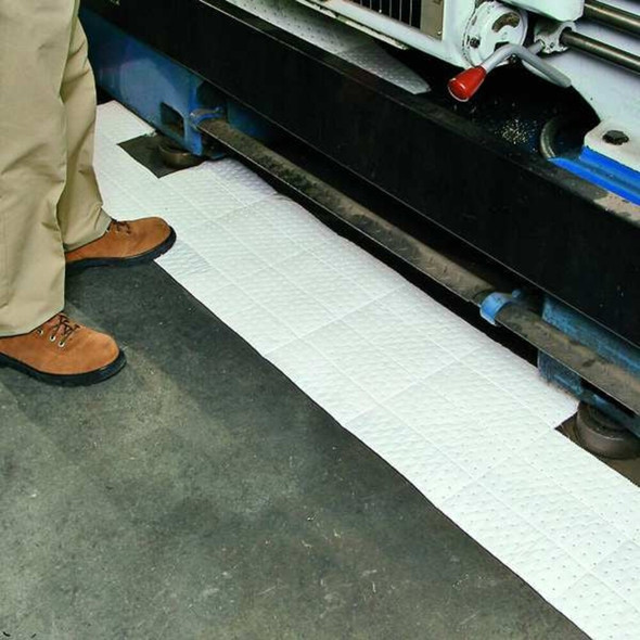 Pig Sorbent Roll, 8 gal, 15 in x 60 ft, Oil, White, Polypropylene MAT442