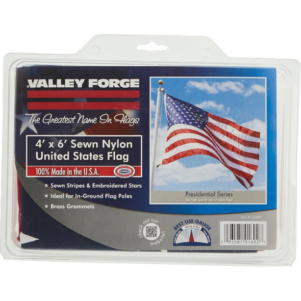 Valley Forge 4 Ft. x 6 Ft. Nylon American Flag US4PN 807303