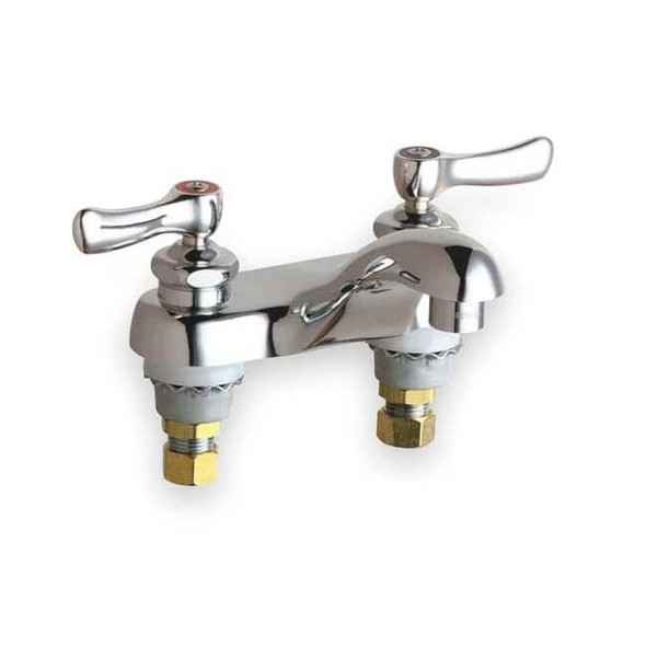 Manual Low Arc Bathroom Faucet, 4" Mount, Polished Chrome 2 Hole