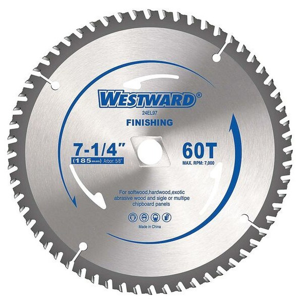 Westward 7-1/4",60-Teeth Circular Saw Blade 24EL97