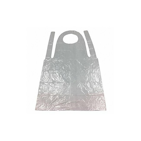 Disposable Apron, Polyethylene, Seamless, 1 mil, 46 in, White, Universal, 100 PK