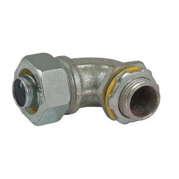Conduit Fitting Connector, 1-1/2 in, Liquid-Tight, Steel, Zinc Plated, Gray