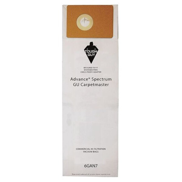 Tough Guy Vacuum Bag,Paper,2-Ply,Reusable,PK10 6GAN7 Tough Guy Vacuum Bag,Paper,2-Ply,Reusable,PK10 6GAN7