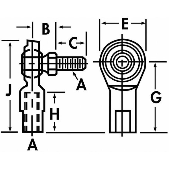Qa1 Female Rod End,RH,3/4 in Bore,3/4"-16 CFR12S