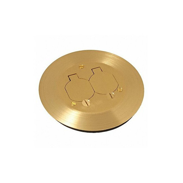 Box Cover, Floor Box Type, 2 Gang, Brass, Single Receptacle Cover Type