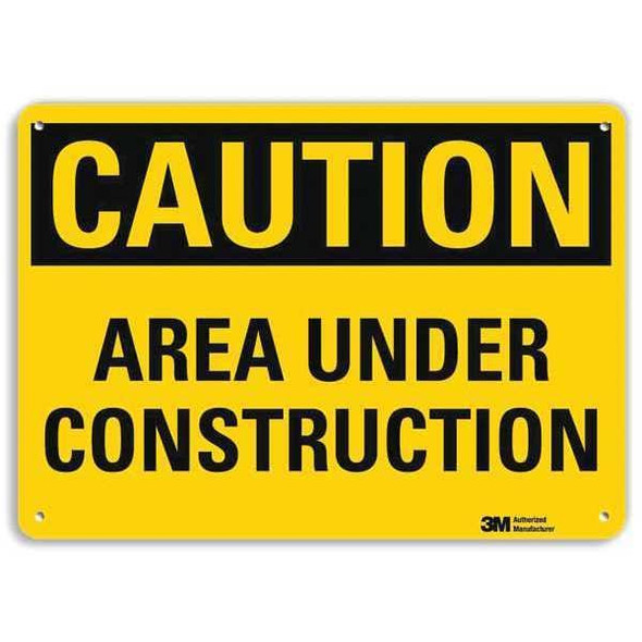 Caution Sign, 10 in Height, 14 in Width, Aluminum, Vertical Rectangle, English