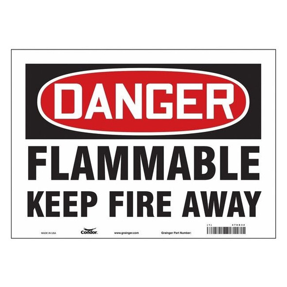 Danger Sign, 10 in H, 14 in W, Vinyl, Horizontal Rectangle, English, 478G32