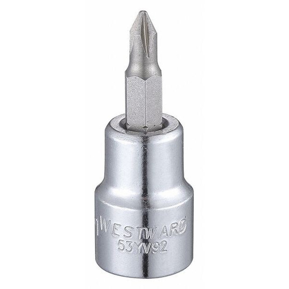 Westward Socket Bit, Steel, 3/8 in, TpSz #1 53YV92