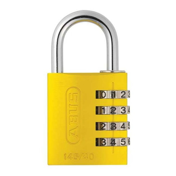 Abus Combination Padlock, Side, Black/Silver 145/40 Yellow