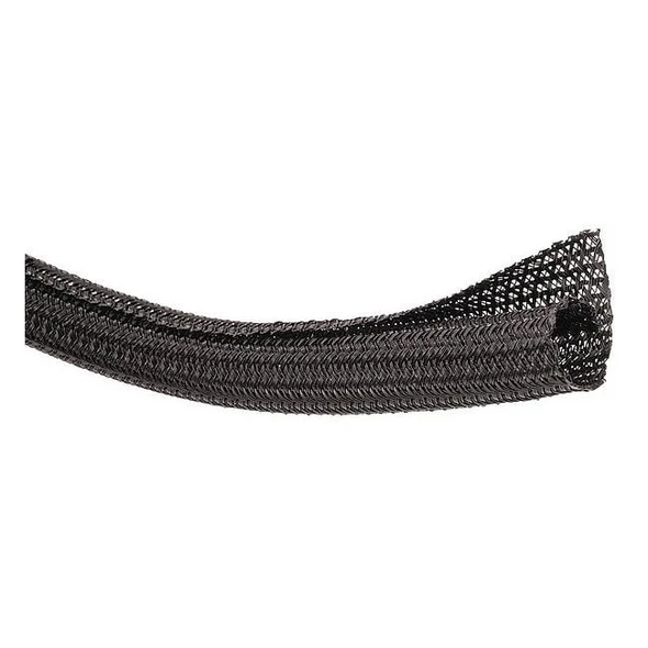 Braided Cable Sleeve, 3/4 in Inside Dia., 3/4 in Max Bundle Dia., 100 ft, Black
