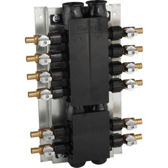 SharkBite 12 Port Barb PEX Manifold with Brass Ball Shutoff Valves RM22712