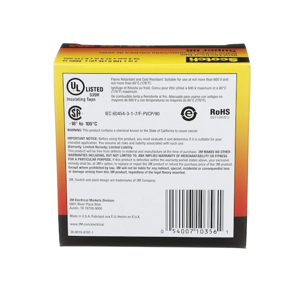 3m Elec Tape,108 ftLx2"W,8.5 mil,Black,PK12 88-Super-2x36YD 3m Elec Tape,108 ftLx2"W,8.5 mil,Black,PK12 88-Super-2x36YD