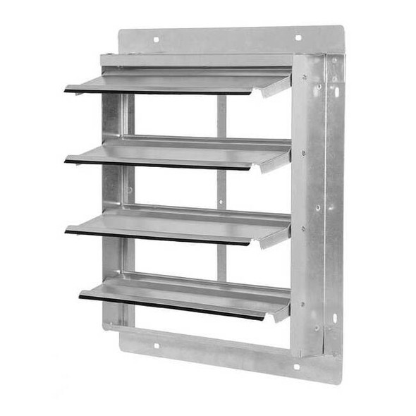 20 in 25"H-W 5.75"L Alu Wall Backdraft Dampr, 22-1/2 in x 22-1/2 in, Aluminum