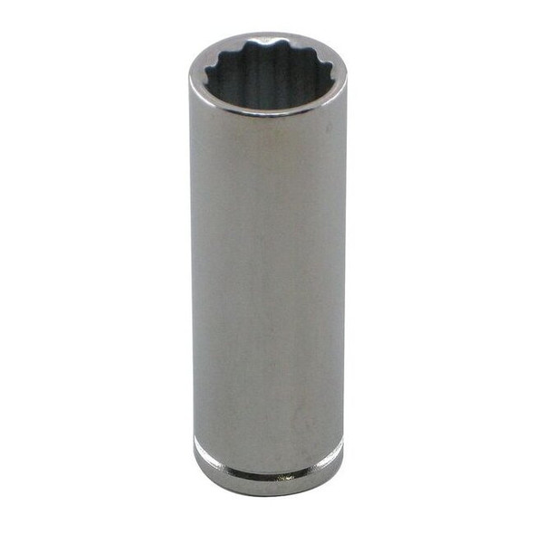 WESTWARD 1/4 in Drive, 4.5mm Metric, Socket, 12 Points,  Steel, Chrome, 4.5 mm