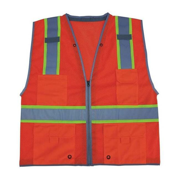 Condor 2XL Class 2 High Visibility Vest, Orange 11K785