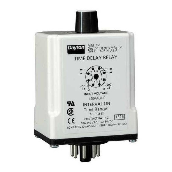 Time Delay Relay, Octal, On Delay, 1 Functions 120V AC/DC, DPDT