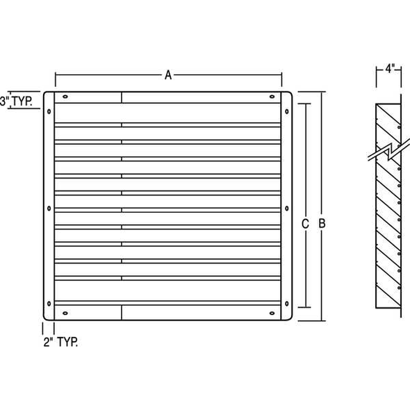 Dayton Louver,Intake,21-36 In 4F422