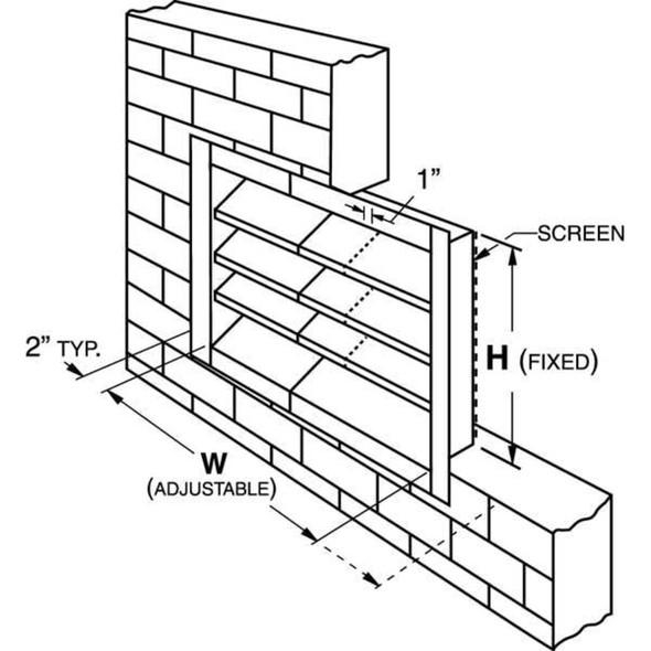 Dayton Louver,Adj w- 40 to 52 In,Galv Steel 2FTY1