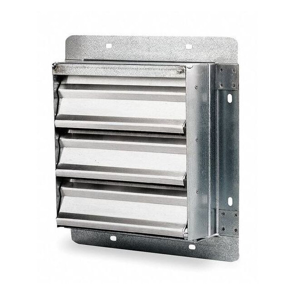 10 in 13"H-W 5.75"L Alu Wall Backdraft Dampr, 10-1/2 in x 10-1/2 in, Aluminum