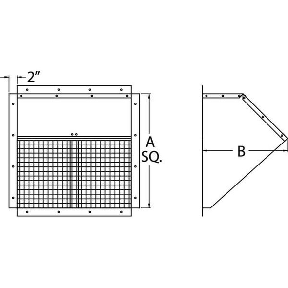 Dayton Weather Hood,36 In,Galvanized Steel 1WBW2