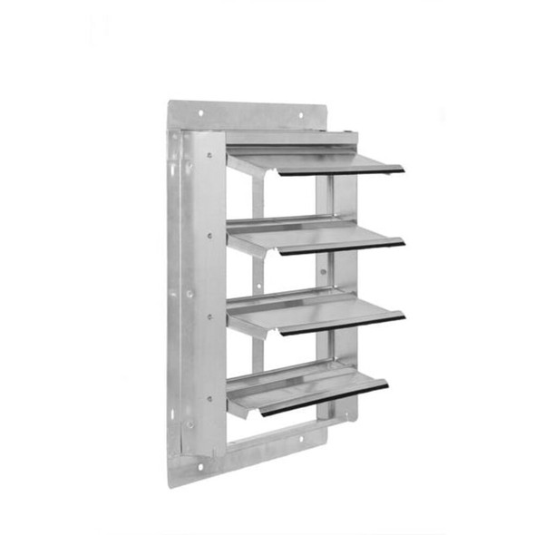 12 in 15"H-W 5.75"L Alu Wall Backdraft Dampr, 12-1-2 in x 12-1-2 in, Aluminum  1C742