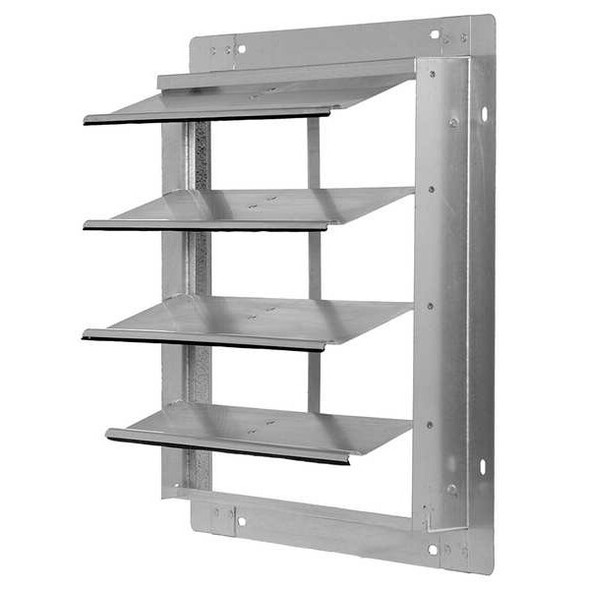 12 in 15"H-W 6"L Aluminum Wall Backdraft Dampr, 12-1/2 in x 12-1/2 in, Aluminum