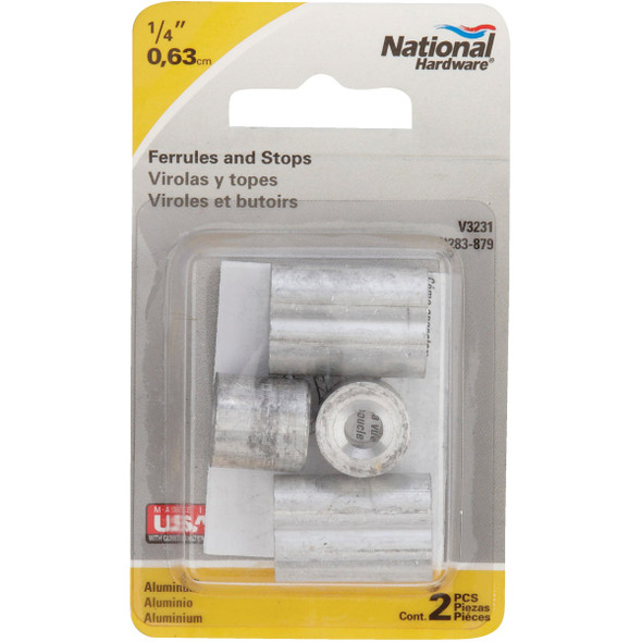 Prime-Line Cable Ferrules and Stops, 1/4", Aluminum Prime-Line Cable Ferrules and Stops, 1/4", Aluminum