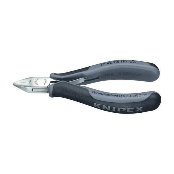 Knipex 4 1/2 in Diagonal Cutting Plier Flush Cut Uninsulated 77 42 115 ESD