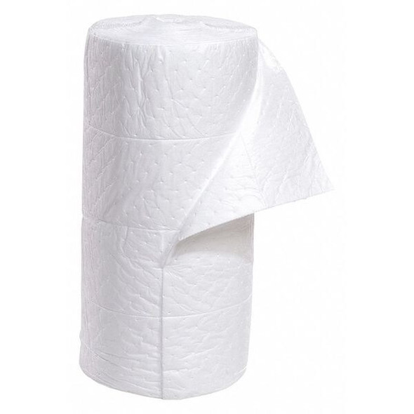 Sorbent Roll, 49 gal, 30 in x 150 ft, Oil, White, Polypropylene