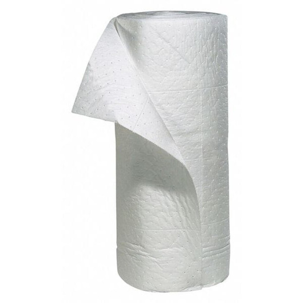 Sorbent Roll, 49 gal, 30 in x 150 ft, Oil, White, Polypropylene  WRF150H