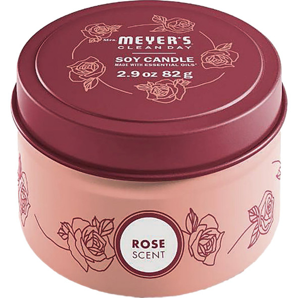 Mrs. Meyer's Clean Day 2.9 Oz. Rose Small Tin Soy Candle 11515