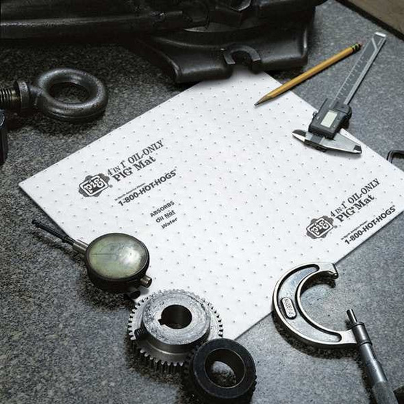 Pig Sorbent Roll, 17 gal, 16 in x 150 ft, Oil, White, Polypropylene MAT435