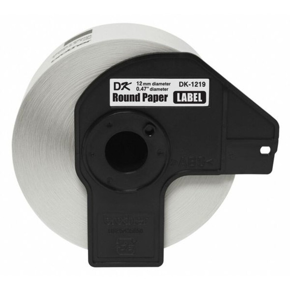 Brother Die Cut Circle Cartridge, Black-White, Labels-Roll: 1200 DK1219