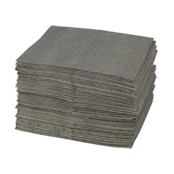 Brady Sorbent Pad, 25 gal, 15 in x 19 in, Universal, Gray, Polypropylene GP300