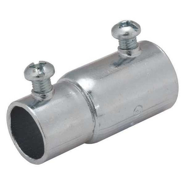 Raco EMT/IMC Coupling, 1/2 in, Set Screw, Steel, Zinc Plated, Gray 1432