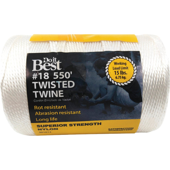 Do it Best #18 x 550 Ft. White Nylon Twisted Twine 301612